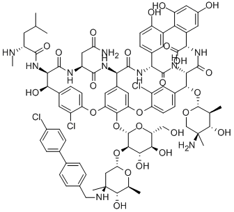 22-O-(3-氨基-2,3,6-三脱氧-3-C-甲基-alpha-L-阿拉伯糖-己糖吡喃糖苷)-N3''-[(4'-氯[1,1'-联苯]-4-基)甲基]-,(4''R)-万古霉素