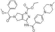 Ethyl 5-((2R)-2-methoxy-2-phenylethanoyl)-3-[[4-(4-methylpiperazin-1-yl)benzoyl]amino]-5,6-dihydropyrrolo[3,4-c]pyrazole-1(4H)-carboxylate